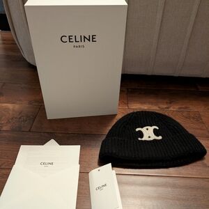Celine Triomphe Black Cashmere Beanie
